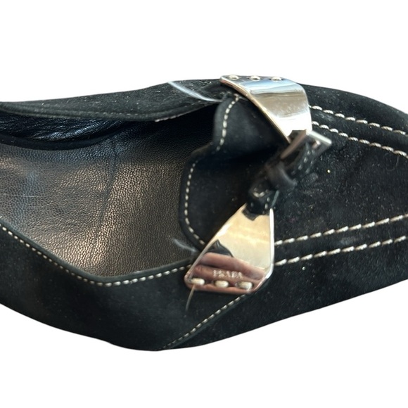 Vintage Prada Kitten Heels Black Suede Pointed Toe Authenticated 6.5 - Picture 7 of 7